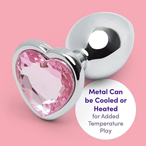 Plugубов со розово приклучок со розово срце во форма на срце - 2,5 инчен метален анален приклучок - ситен мазен залепен врв - водоотпорен