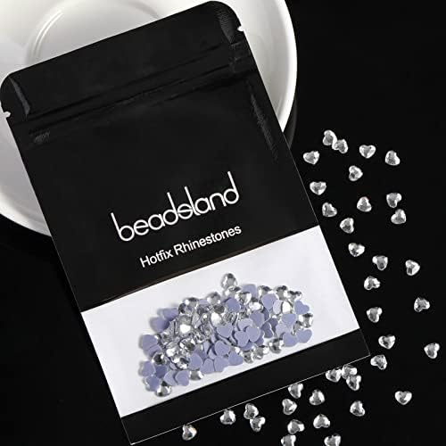 Beadsland 144pcs Hotfix срцеви ригистони, рамни рингестони на задниот дел, стакло камења во форма на кристал, 5ⅹ6mm