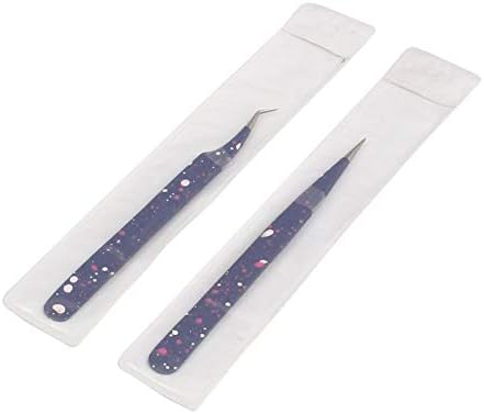 2 парчиња директно и заоблен врв пинцети Нипер за екстензии на трепките, алатки за примена на лажни камшици од сина и бела не'рѓосувачки челик