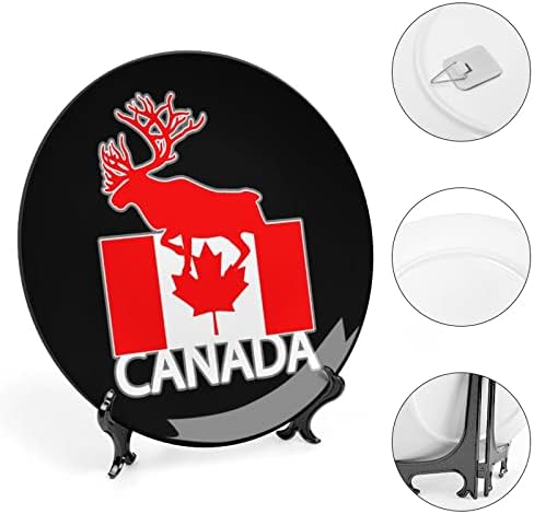 Канада лос знаме коска Кина Декоративна чинија тркалезни керамички плочи занает со приказ за домашна канцеларија wallидна вечера