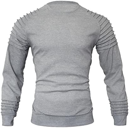 Вафл плетен џемпер, машка екипа на лесен џемпер со лесен плетен пуловер есен зимско топло дно кошула