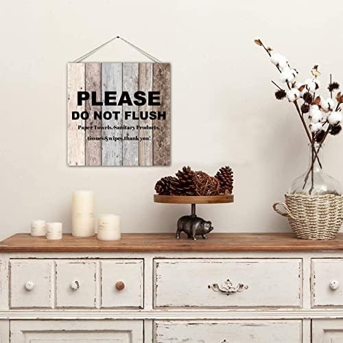 Смешен знак за бања, ве молам, не испуштајте хартиени крпи мотивациски дрвен wallид знак wallид што виси врата плакета ретро бања wallид