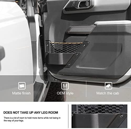 Kiwi мајстор за чување на влезна врата џебови компатибилни со 2021-2023 држач за чаши од врата на Форд Бронко, делови за додатоци