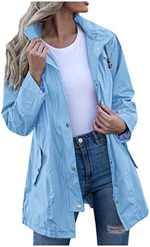 Uofoco преголем мантил женски обичен деловен дожд надвор од облеката Зимски зимски цврст долг ракав со џебови пријатно задебелен