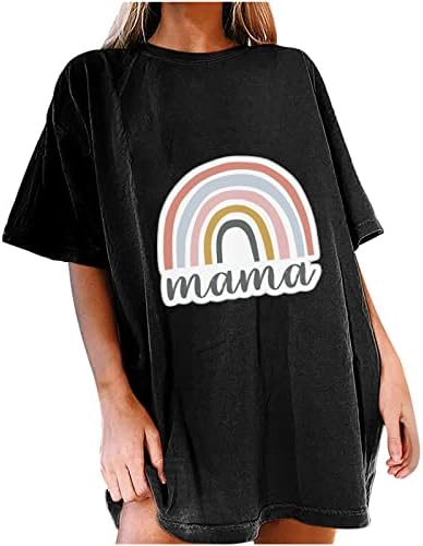 2023 година со кратки ракави памук мама графичка обична лабава лабава маичка за средновековна блуза за тинејџерски девојки Човек