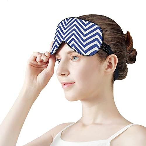 Сина креда zag zig шема маски за спиење со прилагодлива лента, удобни и меки маски за очи што блокираат светло