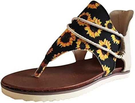 Xipcokm женски летен клип пети Флип Флопс Сончоглед од сандали со модни модни папучи од лизгање патент сандал чевли