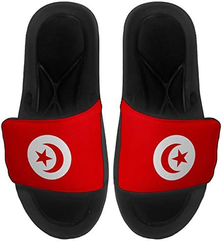ExpressItbest Pushioned Slide -On сандали/слајдови за мажи, жени и млади - Знаме на Тунис - Тунис знаме
