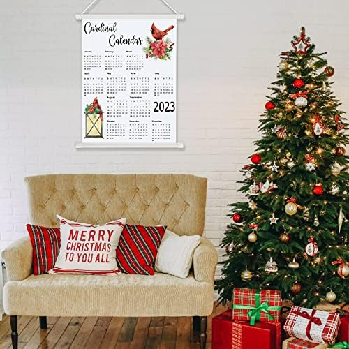 Божиќен кардинал 2023 календарски декор кардинал висечки календар 2023 календар на wallидна уметност 12 месеци голем Божиќ што виси wallиден
