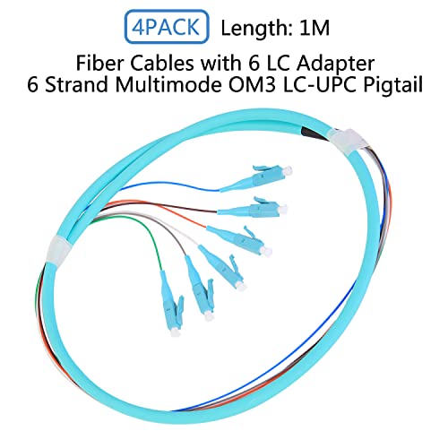 4PACK LC-OM3 6 PIGTAIL 6 ETRAND MULTIMODE OM3/OM4 50/125 LC-UPC влакна пигтаил, 1,5 метар