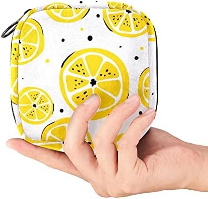 Период торби за училиште, санитарна торба за складирање на салфетки за женски влошки, овошје лимон шема жолти дами менструална чаша торбичка