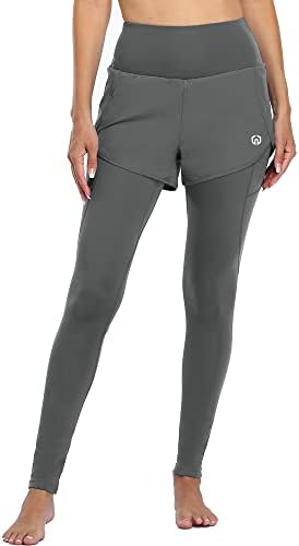 Нелеус женски јога панталони за контрола на стомакот со високи тренинзи на половината со 2 џеб