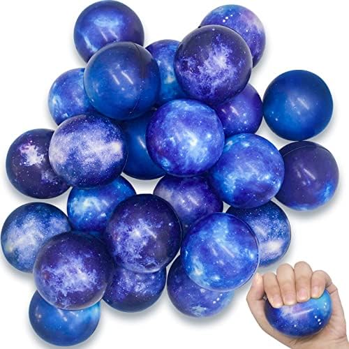 24 парчиња 2,5 инчи галаксиски стрес топки, надворешен простор тематски топки од пена, топки за олеснување на стресот за деца и возрасни, вежбање