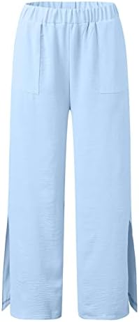 Wocachi Culottes Capri панталони за жени - еластични џогери со широки нозе, обични памучни памучни џемпери со џебови
