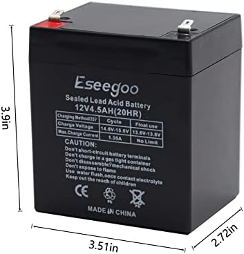 ESEEGOO 12V 4,5AH запечатена запечатена батерија на олово киселина Заменете 12 волти 4AH 5AH За алармен систем, Домашна безбедност
