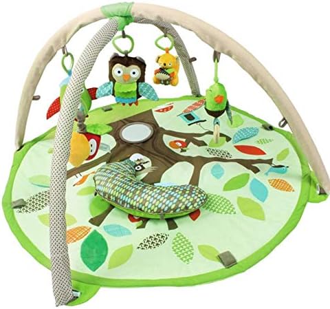 Kuandarm зелена рунда животинска шема за бебиња игра душек сад салата игра душек со фитнес рамка за приврзоци играчки огледало