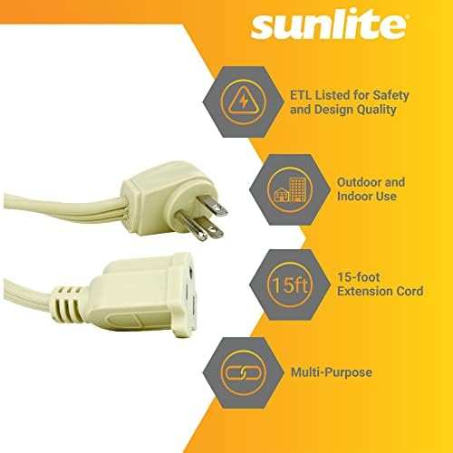 Sunlite 04165-SU EX15/AP тешка должност 15-метарски кабел за проширување на апаратот, три мерач, 14/3 мерач, 15 засилувач, беж