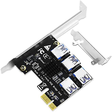 Febsmart PCIE X1 интерфејс до 4-порта PCIe Bridge Card, проширете ја 1x pcie на 4-порта PCIe со USB-A интерфејс за GPU Risers Ver006c, PCIe