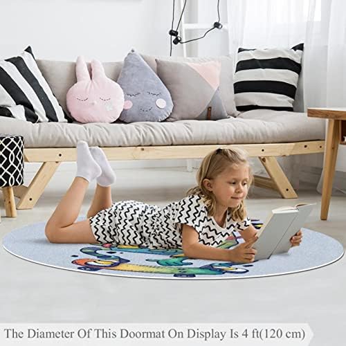 Llnsupply Round Kids Play Rug Skikeboard Charicter Cartoon Rusher inart incright Mock Distable Child Play Mat Mat Extra large larking reg за бебиња за бебиња