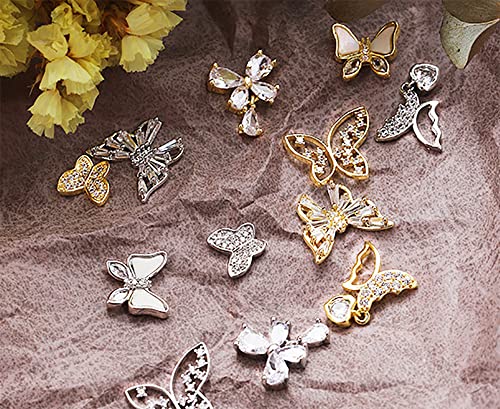 3Д пеперутка нокти метал Rhinestones Накит DIY декорација на ноктите мини нокти уметнички накит DIY декорација на ноктите нокти кристали скапоцени камења пеперутка за акри
