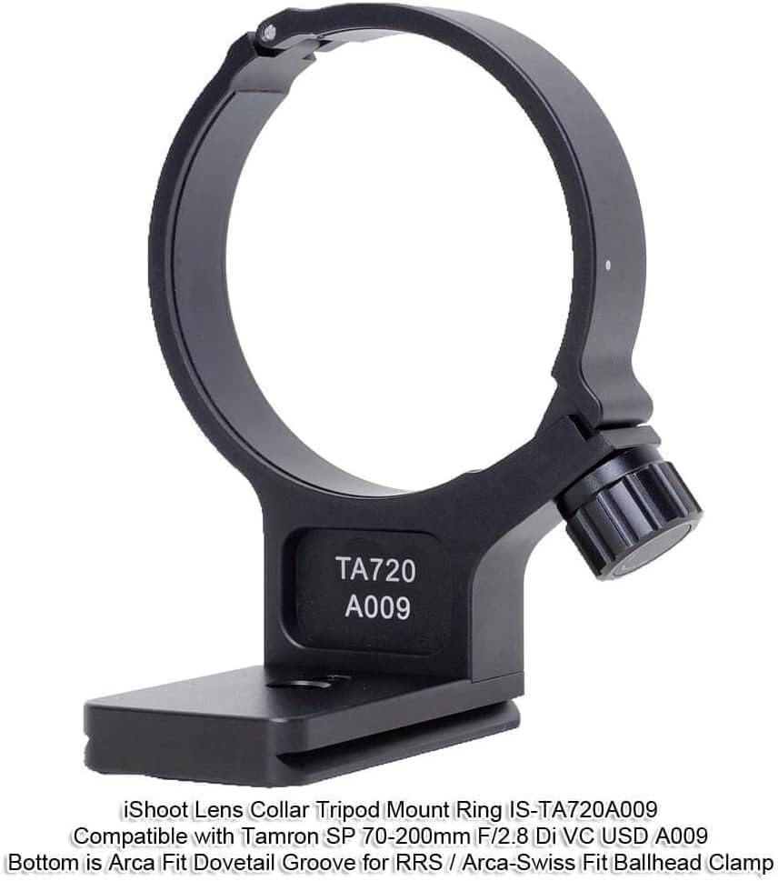 Ishoot Metal Tripod Mount Ring Lens Lens Компатибилен со Tamron SP 70-200mm f/2.8 DI VC USD A009, држач за држачи за поддршка