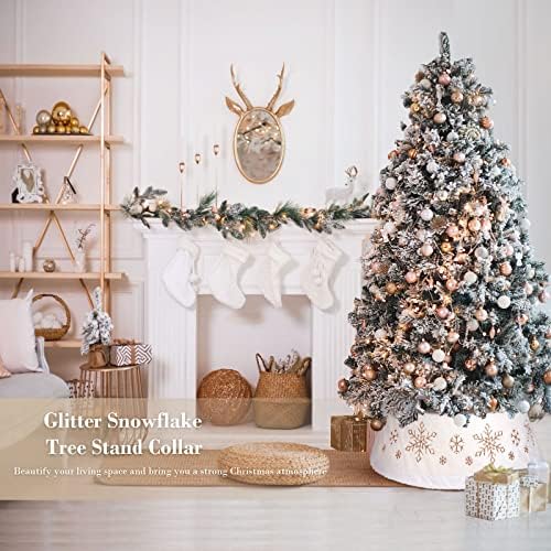 Јака на новогодишна елка од 30 инчи кутија за новогодишна елка бела снегулка од крзно дрво здолниште прстен база на држач за вештачки новогодишни елки