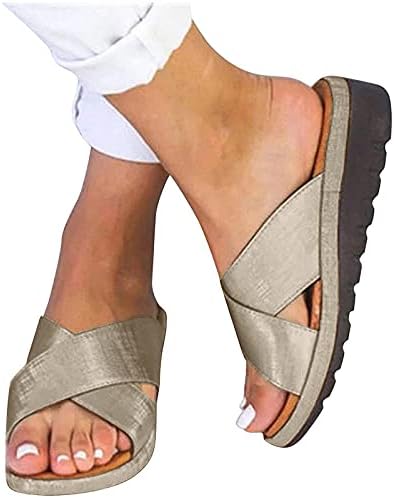 Comfortенски клин сандали удобност слајдови лесни платформски сандали симпатична лизга на лежерни влечки за одење летни ортотични сандали