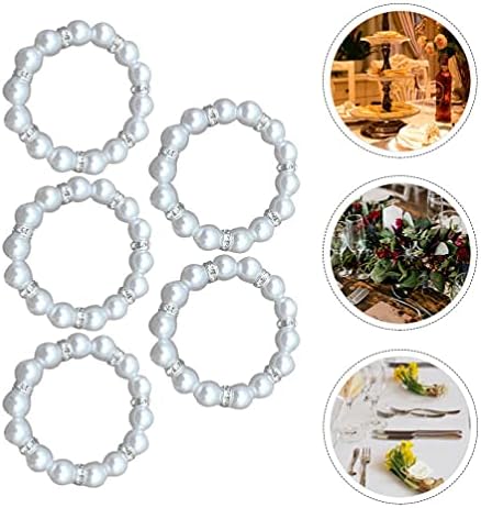 Besportble есен декор есен табела табела 5 парчиња симулирани бисерни салфетки прстени украсни салфетка токи салфетка спојници костуми накит