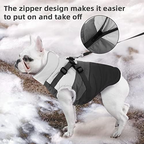Naskee Warm Dog Зимско палто пријатно водоотпорно ветерно куче отворено јакна, прилагодлива миленичиња елек со прицврстувачи и прстени,
