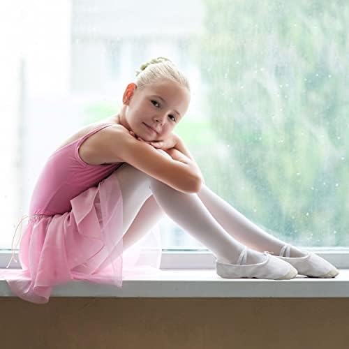 Балетски чевли за девојки - Балерина чевли со еластични ленти и влошки за велур - балетски влечки - меки платно балетски чевли за мали деца,