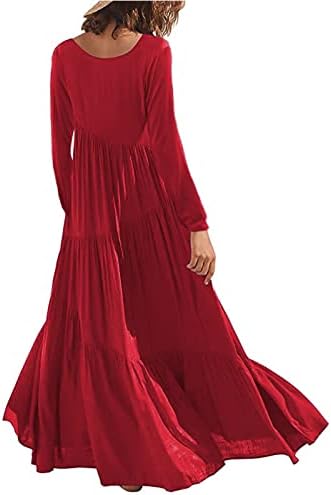Фустан за забава за миди фустан од женска лабава обични ракави со цврста боја асиметричен слоевит фустан пролетни фустани