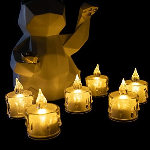 Енлуоли лесни предводени свеќи за светло, чај светла од 24 парчиња батерија со свеќи управувани со топло жолто светло за свадба, Денот