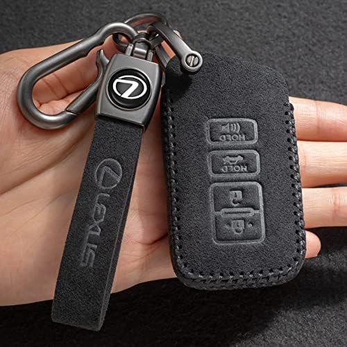 LUNNUN Genuine Leather Key Fob Cover Compatible with 2013-2021 Lexus ES300h ES350 GS350 GS450h IS200t IS300 IS350 LX570 NX200t NX300h RC350