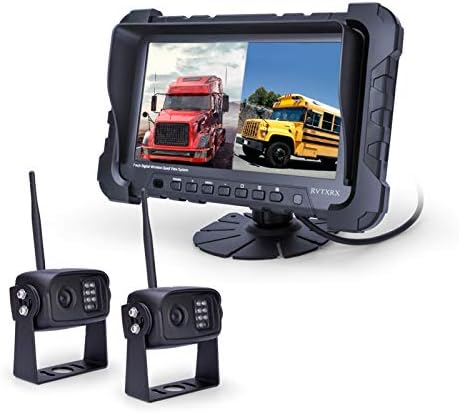 Дигитален Систем За Безжична Резервна Камера, Двојна HD 720P Камера Со Инфрацрвено Ноќно Гледање и Широки Агли на Гледање, 7 инчен Безжичен