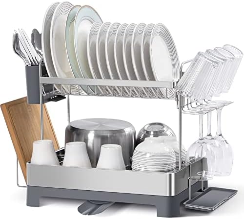 Rack Rack Toolf, 2-ниво решетката за садови со голем капацитет, мултифункционален дренажа на садови со дренажа, Rustproof & издржлив