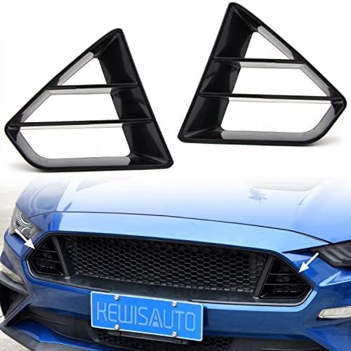 Вметнувања од предната горната решетка за Ford Mustang GT 2018-2023, Kewisauto Black Modified Radiator Grille Insert for Ford
