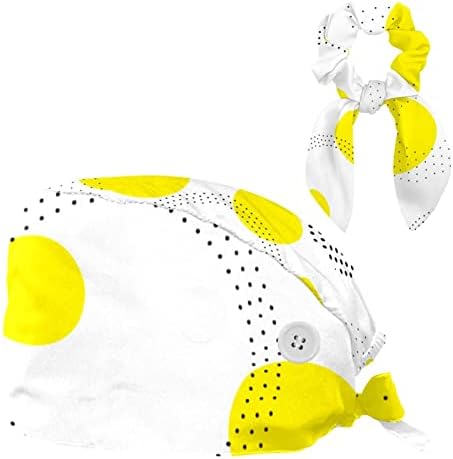 Womenенски и машки хируршко капаче со лак за коса лушпи жолти точки кои работат капа со една големина