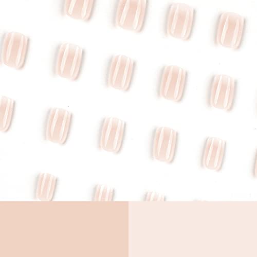 Плоштад Притиснете На Ноктите Кратки Лажни Нокти француски Акрилик Притиснете На Ноктите Целосна Покривка Сјајни Розова Бела