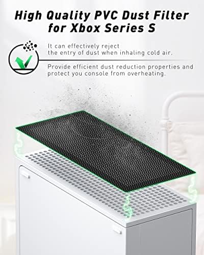 Стенд за ладење со филтер за прашина Поставен за Xbox Series S, Zaonool горен и долен двојно ладење вентилатор со 7 силиконски приклучоци