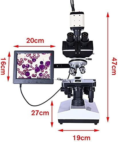 Nizyh Професионална Лабораторија биолошки HD тринокуларен микроскоп зум 2500X + USB електронска дигитална CCD Камера + 8-инчен ЛЦД