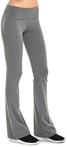Gilbins женски преклопни преклопени половини затегнати памучни мешавини од јога панталони со широка пакет со одблесокот 2 пакувања