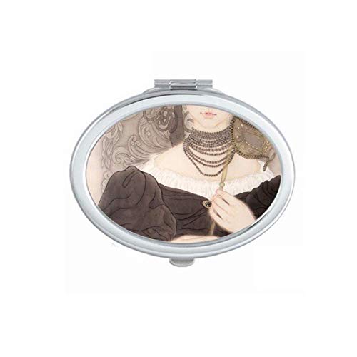 Црна глава убавина кинеска сликарска огледало преносна шминка за преклопување со двојни странични очила