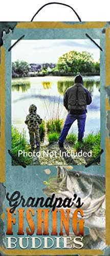 Дедо на риболов пријатели со слики со знаци на рамка од Студио R12 | 5 x 11 | Подарок за татко тато дедо | Од Син или ќерка Степсон