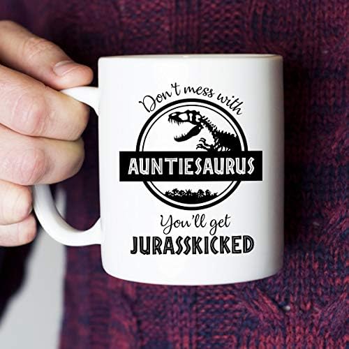 Не се плеткајте со теткаурус ќе се засилите - смешен подарок за роденден на диносаурус - подароци за тетка од внука внука сестра - 11 мл кафе чаша чаша чаша чаша бела
