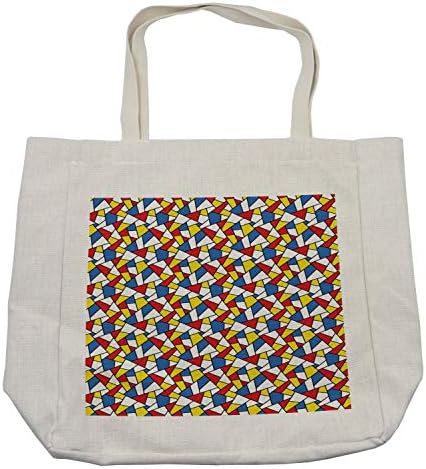 Торба за купување торба за мозаик Амбесон, геометриски форми Состав со разнобојна витраж за дизајн на стакло илустрација, еколошка