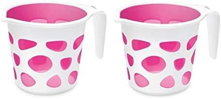 FinalDeals Пластични чаши за бања Дуплекс дизајнерски чаши за бања за капење Даба додатоци за бања бања 1 литар секој сет од 2 мулти бои