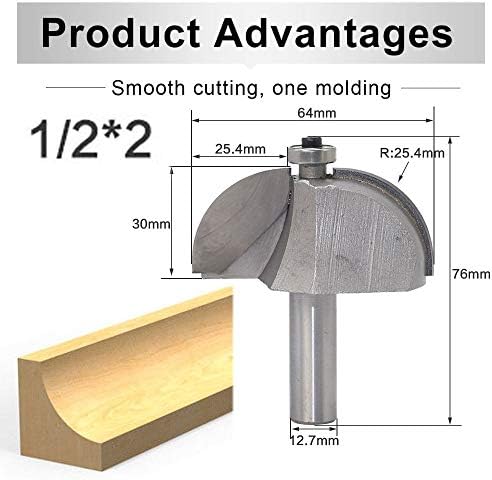 MMDSG Cove Edge Forming Router Bit, 1/2 инчен Shank Classic Cove Cove Milling Cutter, Carbide Tupped Top End Leabing Wood Barking Tools, дијаметар