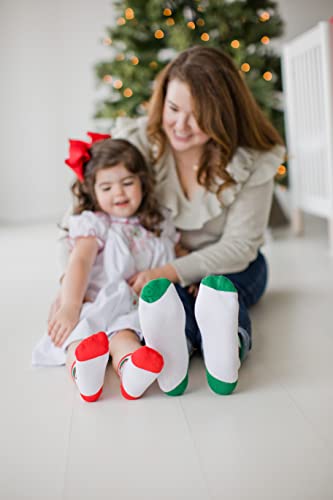 Сет на чорапи со малку Holly Big Elf/Lil Elf, нов и очекувајќи подарок за мама, мама и јас што одговараме на чорапи, првиот Божиќ на бебето,