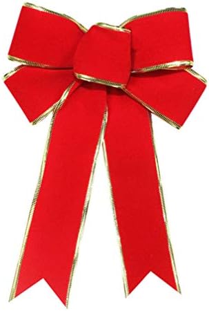 Nuobesty 1pc bowknot Прекрасна Божиќ црвена црвена боја од 25 см ткаенина елка орнамнет панделка за забава со лакови на отворено црвени лакови