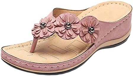 Сандали за жени мода гроздобер цветни платформи Сандали летен лак поддршка ортопедски флип -апостолки Сандали чевли